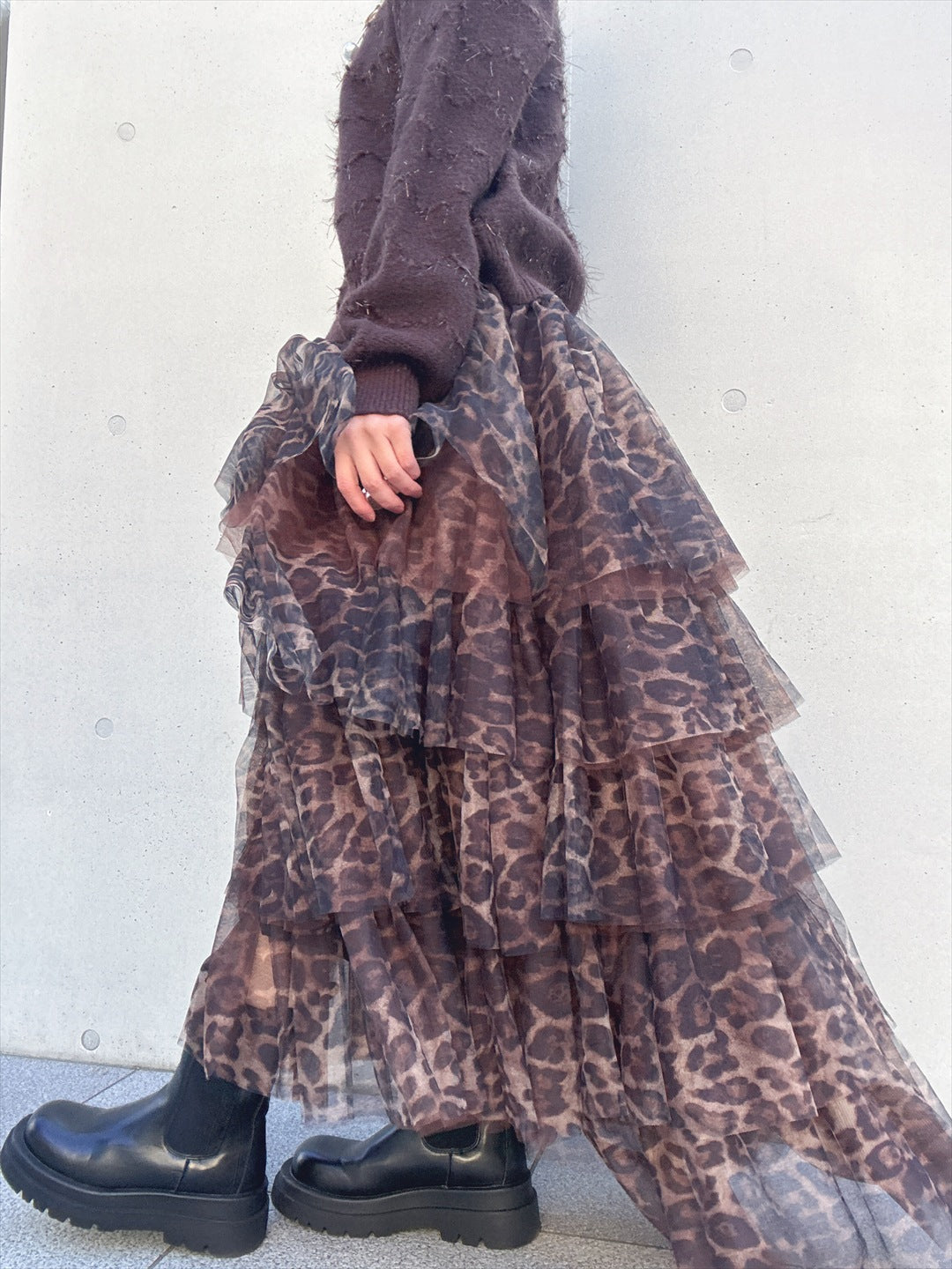 leopard print ruffle skirt