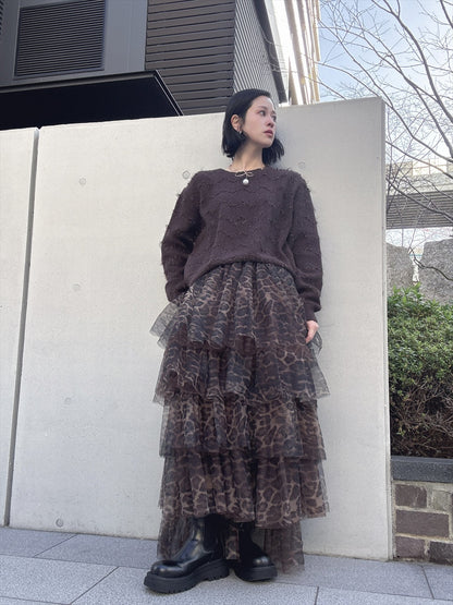 leopard print ruffle skirt