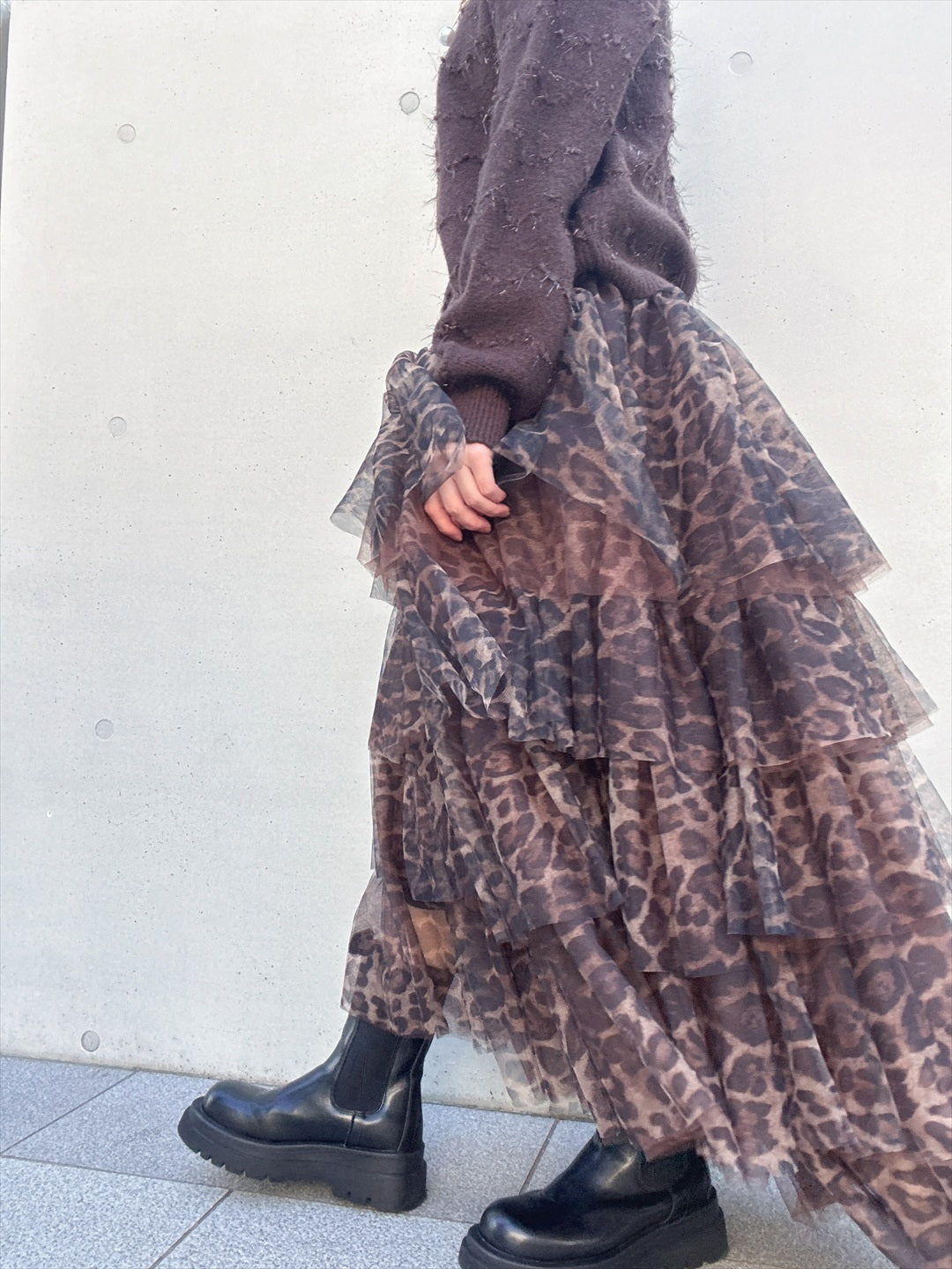 leopard print ruffle skirt