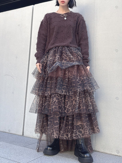 leopard print ruffle skirt