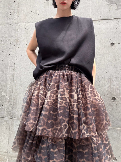 leopard print ruffle skirt