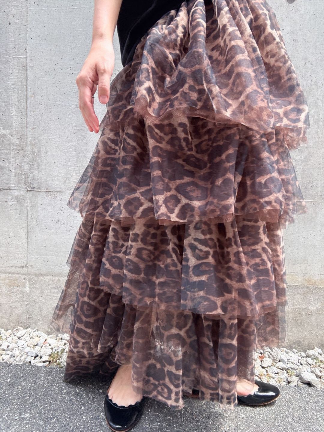 leopard print ruffle skirt