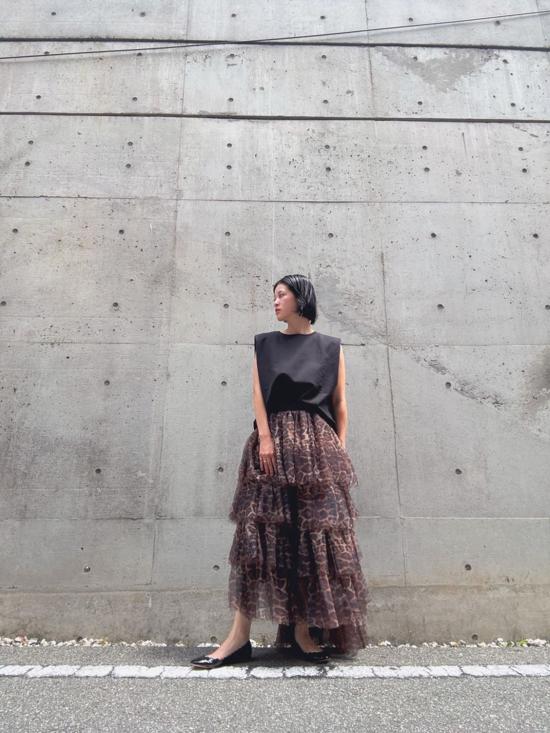 leopard print ruffle skirt
