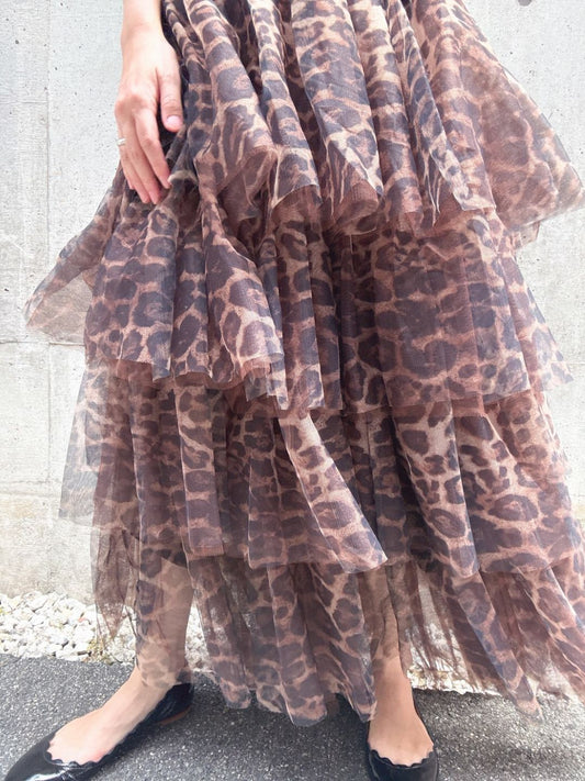 leopard print ruffle skirt
