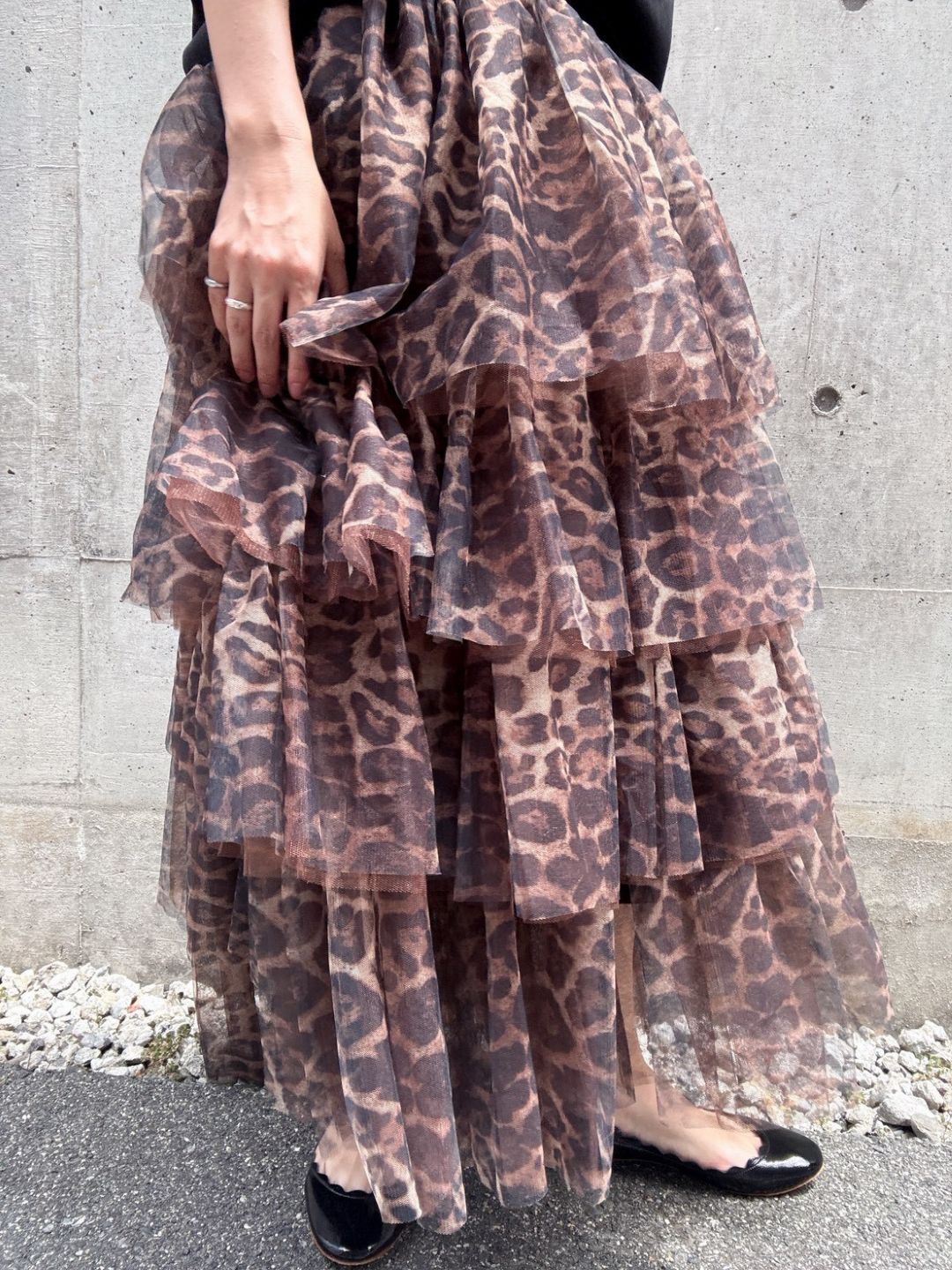 leopard print ruffle skirt