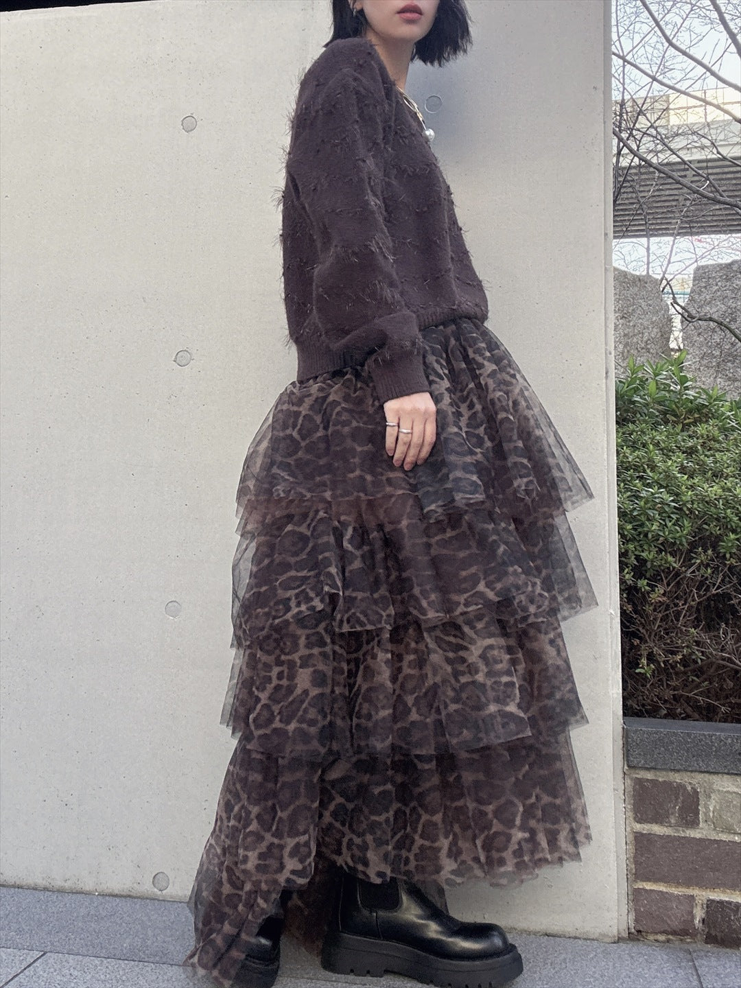 leopard print ruffle skirt