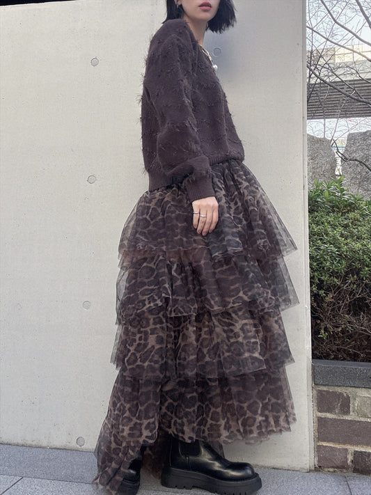 leopard print ruffle skirt