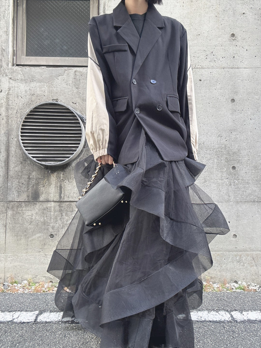 see-through ruffle skirt