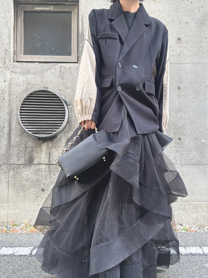 see-through ruffle skirt