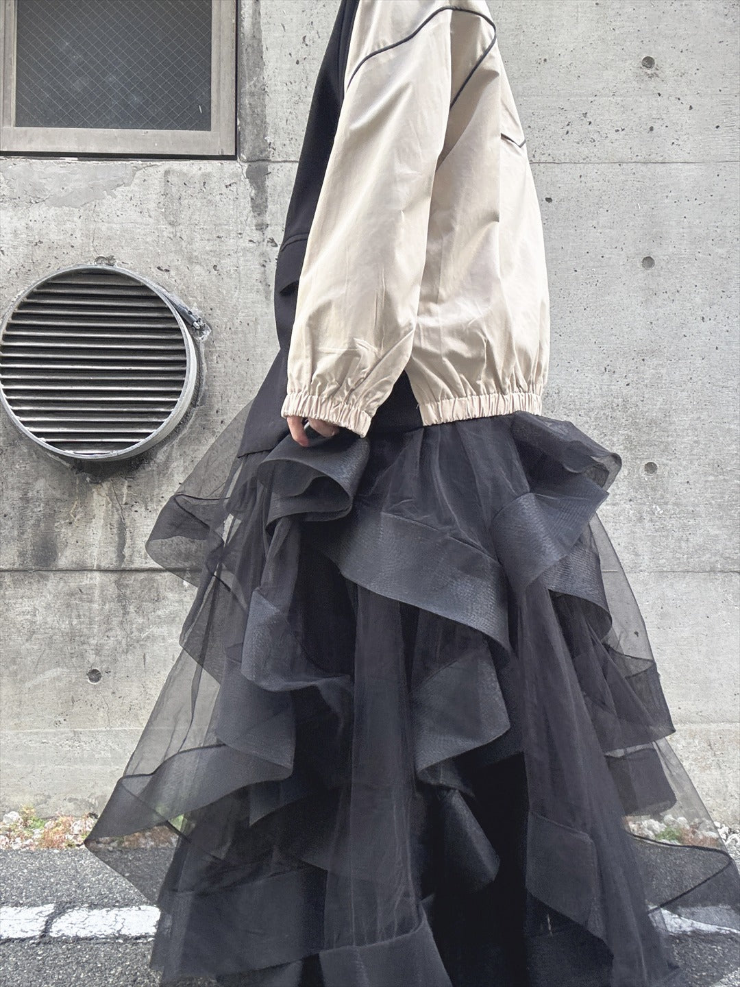 see-through ruffle skirt