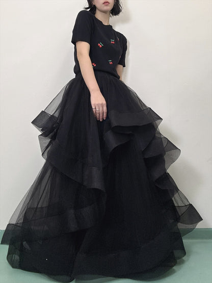 see-through ruffle skirt