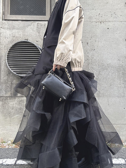see-through ruffle skirt