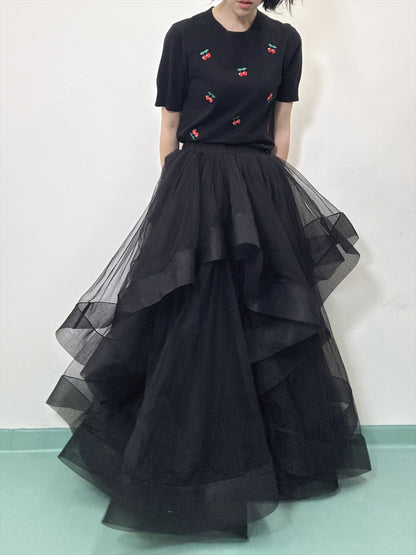 see-through ruffle skirt