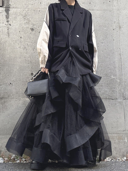 see-through ruffle skirt