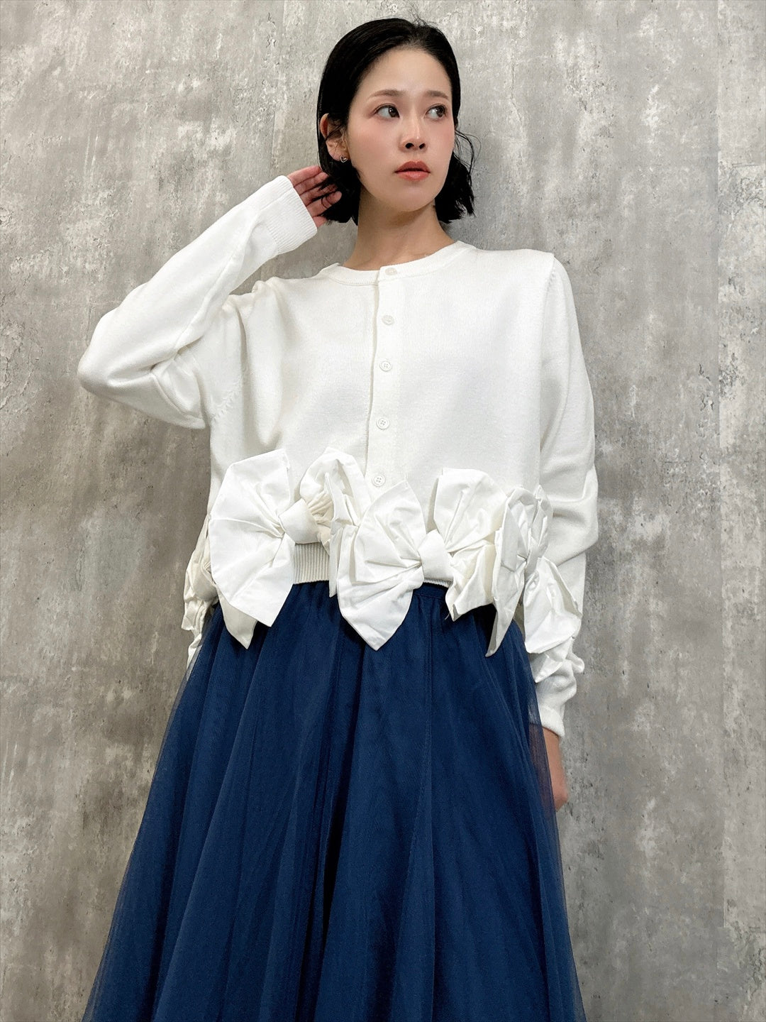 ribbon hem cardigan