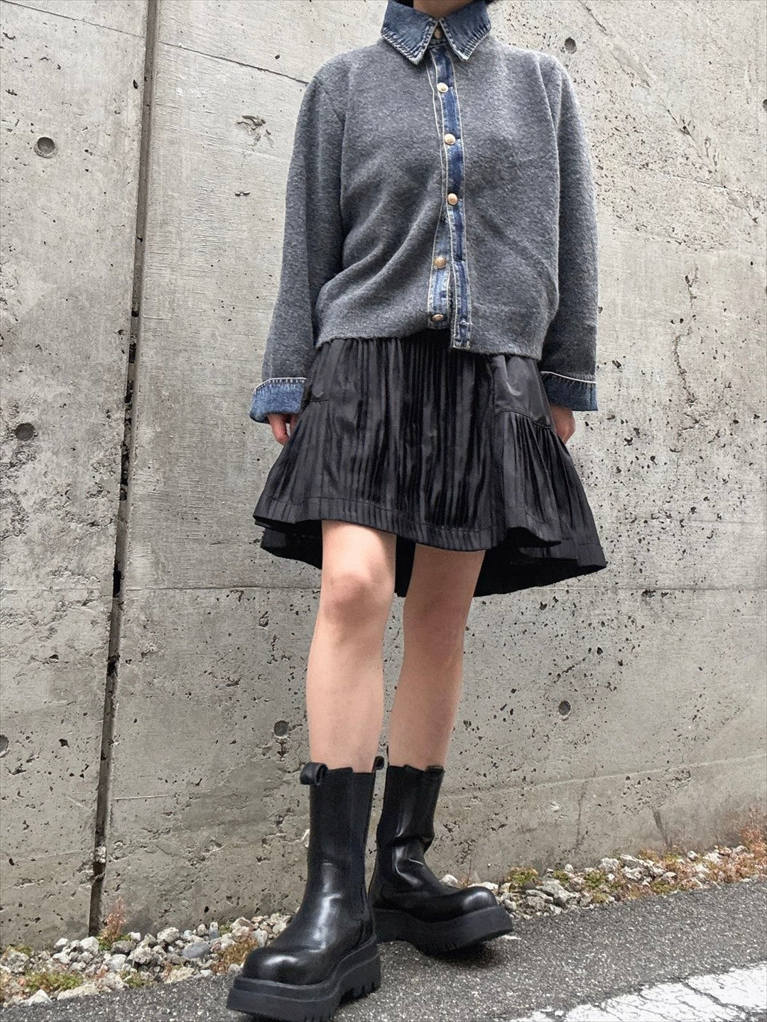 mode taffeta pleated skirt