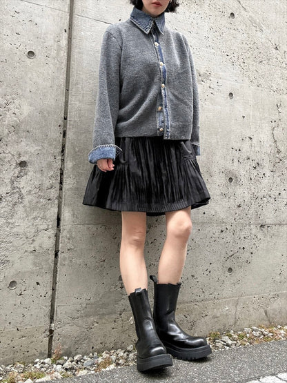 mode taffeta pleated skirt