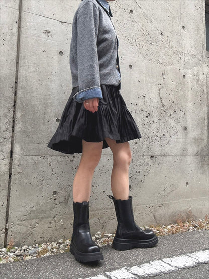 mode taffeta pleated skirt