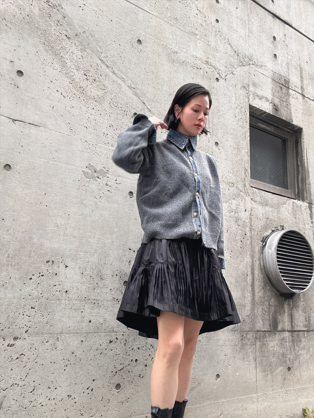 mode taffeta pleated skirt