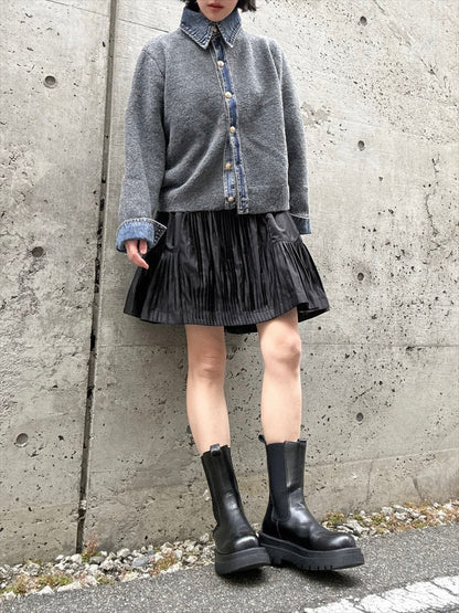 mode taffeta pleated skirt