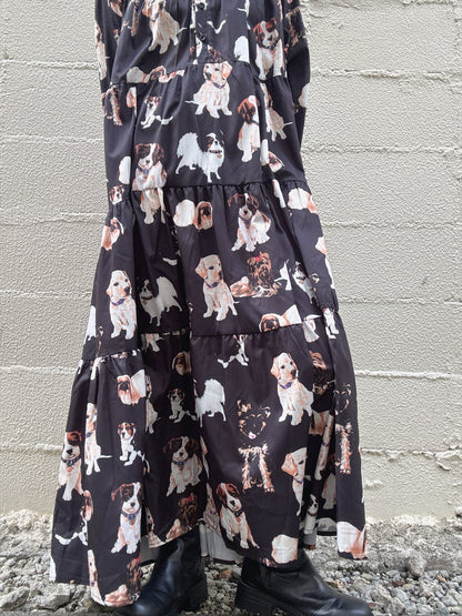 dog print tiered one piece