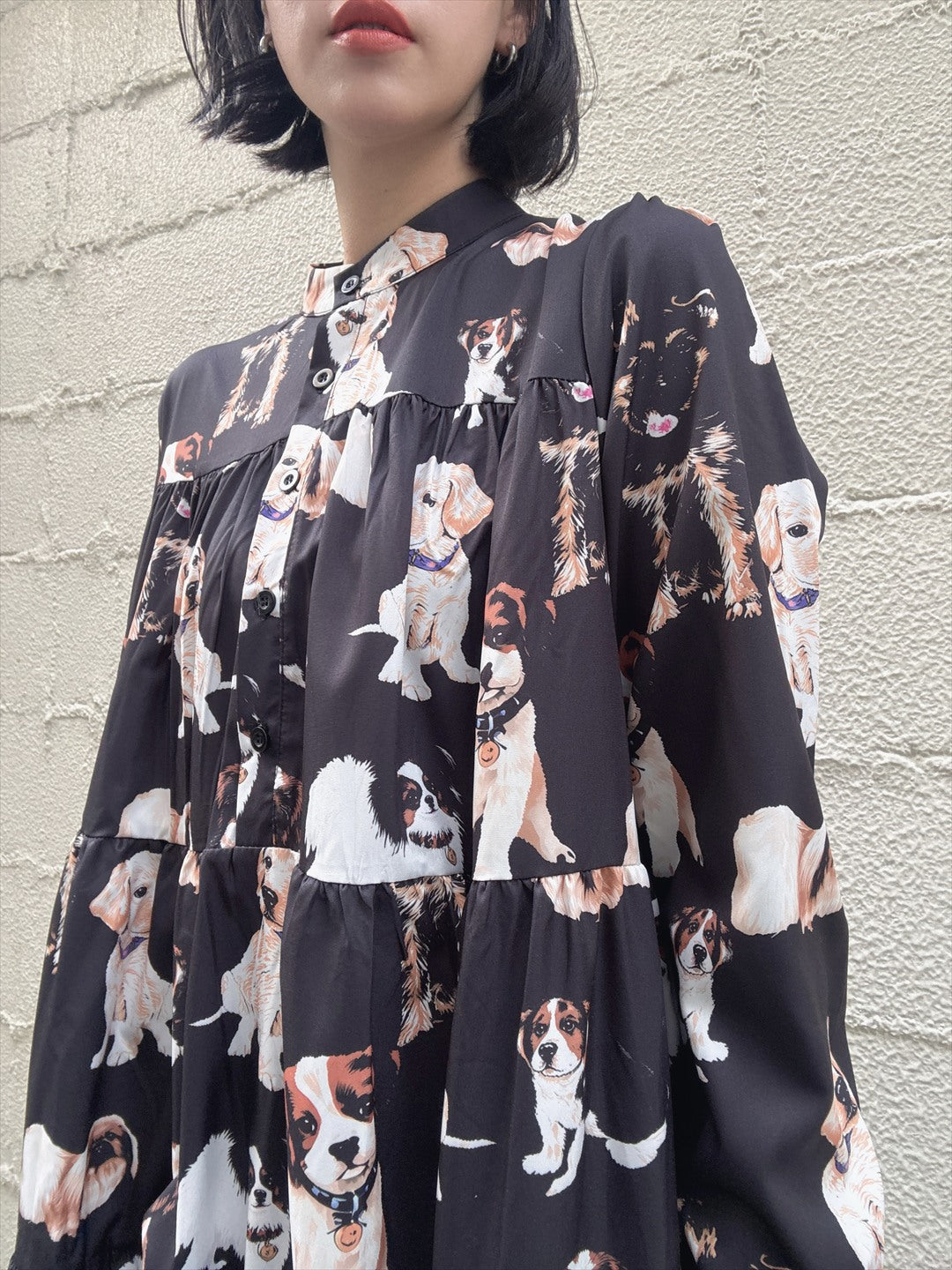 dog print tiered one piece