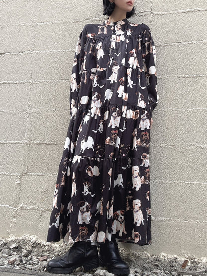 dog print tiered one piece