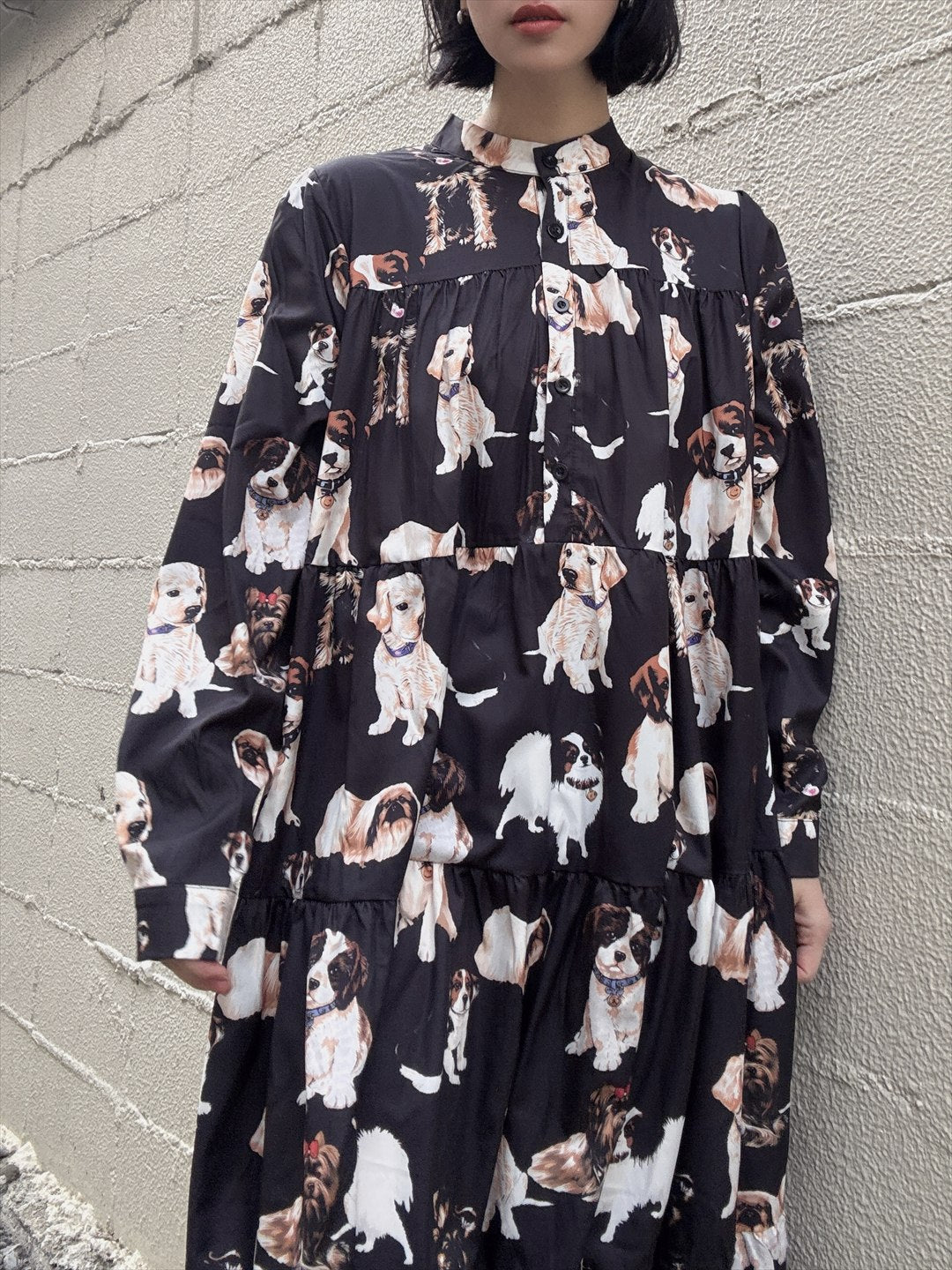 dog print tiered one piece