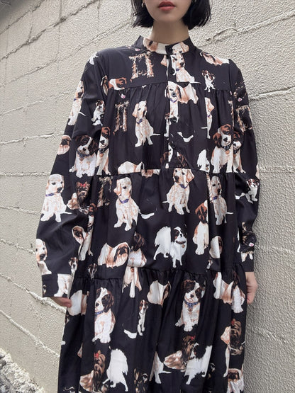 dog print tiered one piece