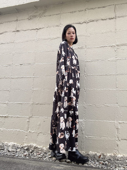 dog print tiered one piece