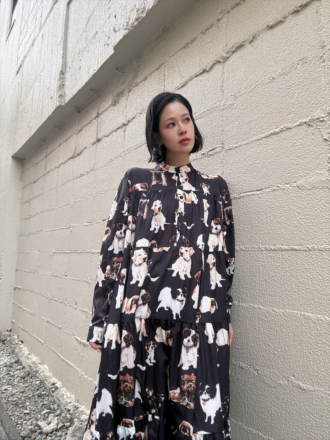 dog print tiered one piece