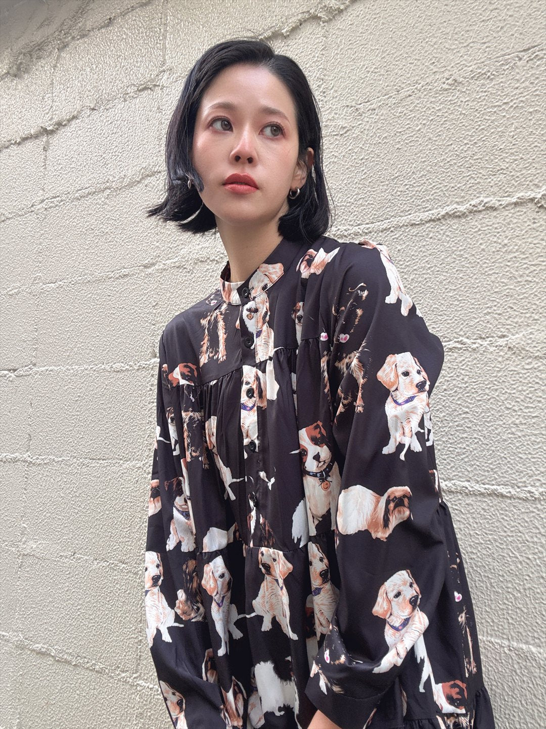 dog print tiered one piece