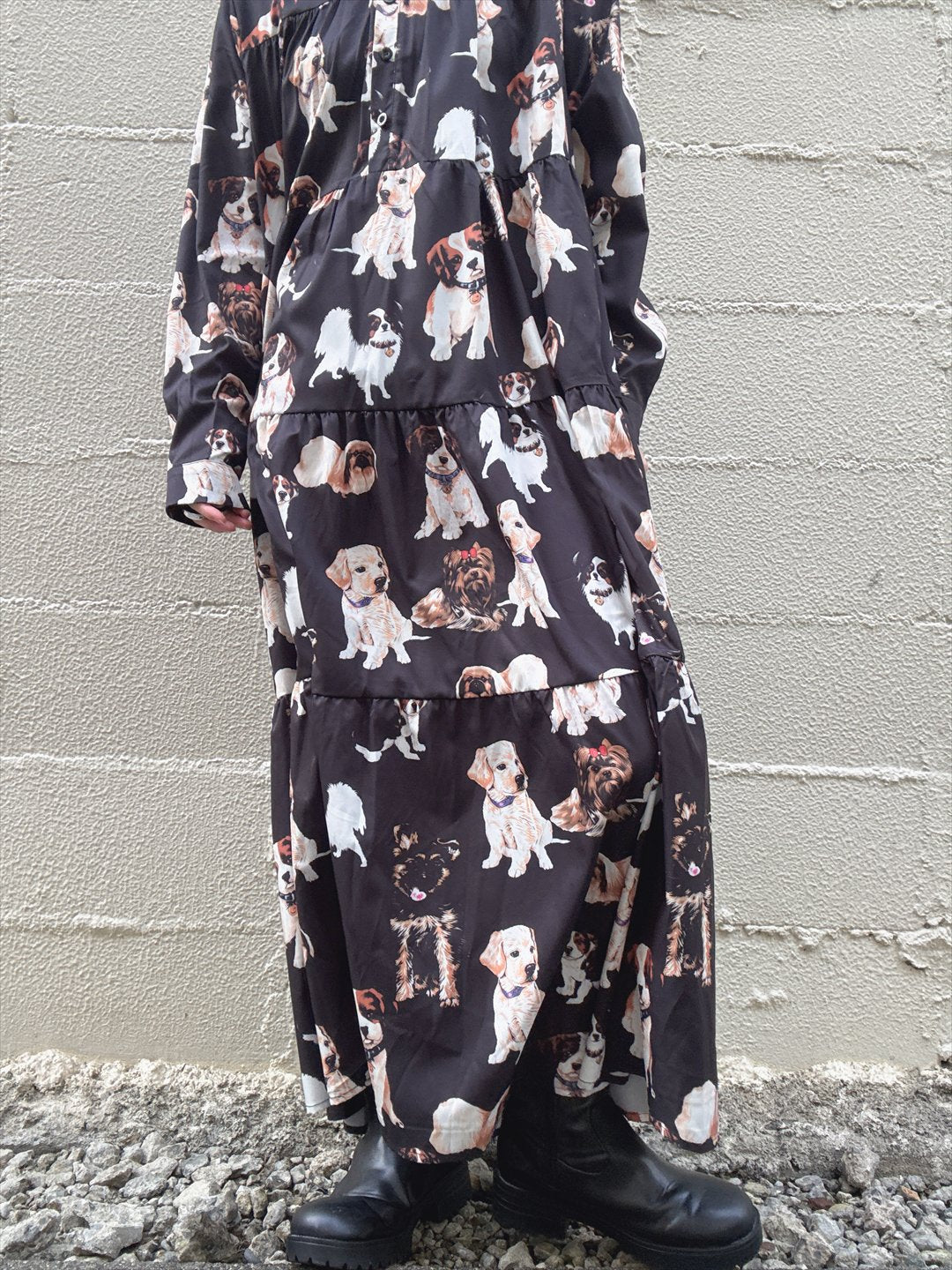 dog print tiered one piece