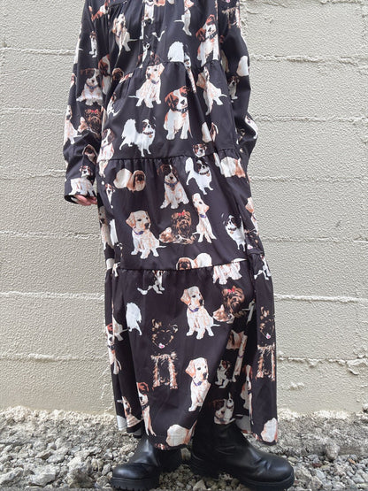 dog print tiered one piece