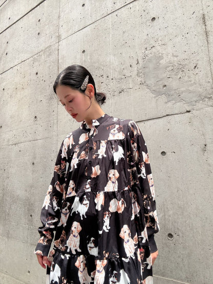 dog print tiered one piece