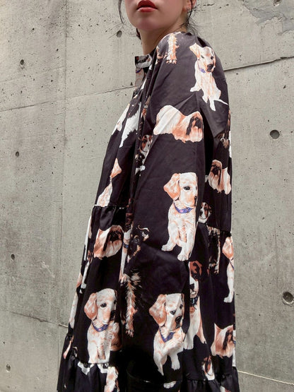 dog print tiered one piece
