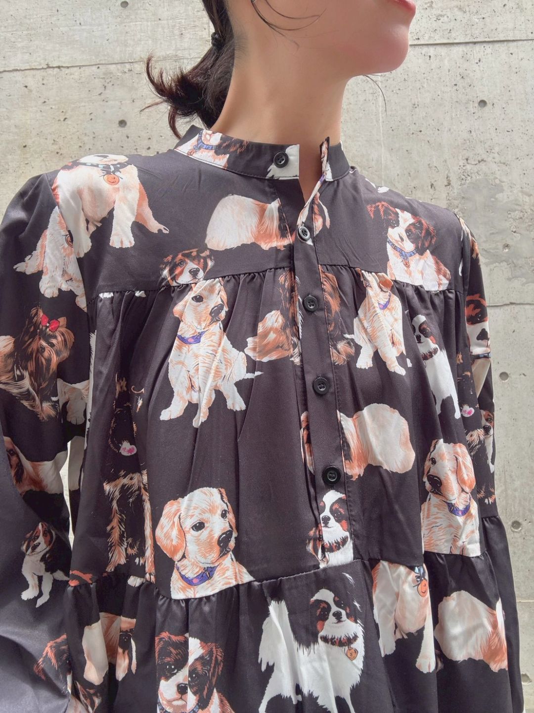 dog print tiered one piece