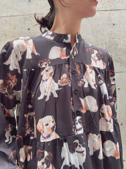 dog print tiered one piece