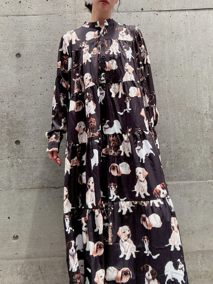 dog print tiered one piece