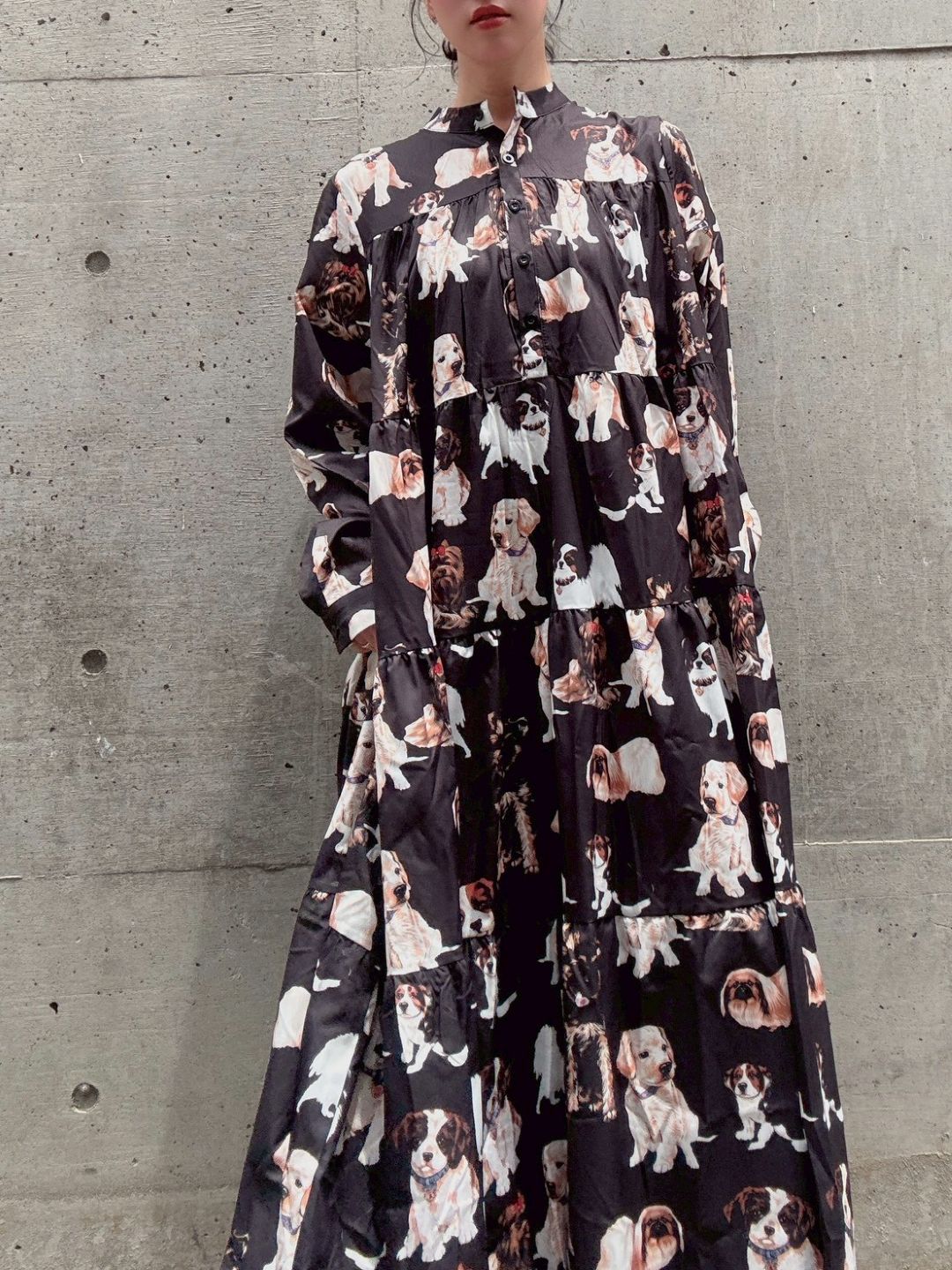 dog print tiered one piece