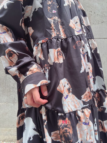 dog print tiered one piece