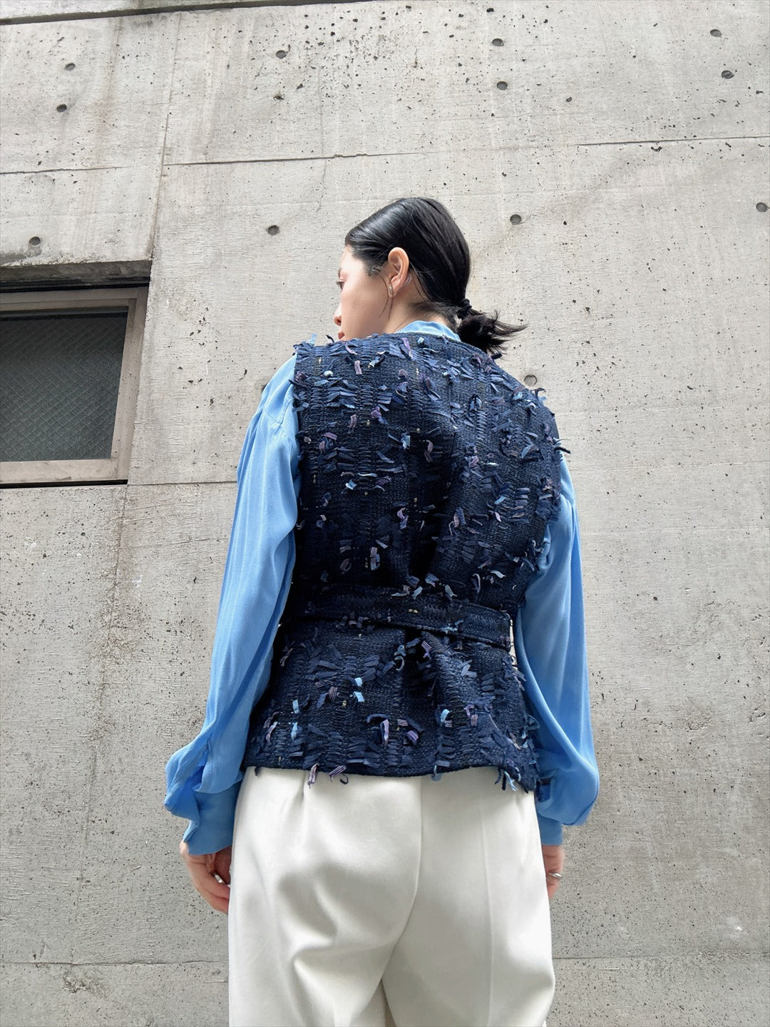 mixed fringe tweed vest