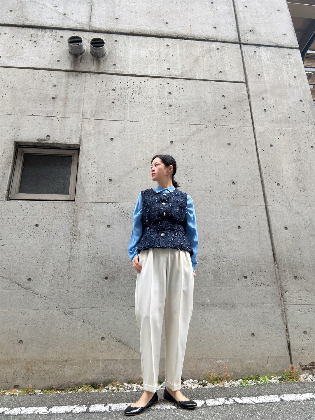 mixed fringe tweed vest