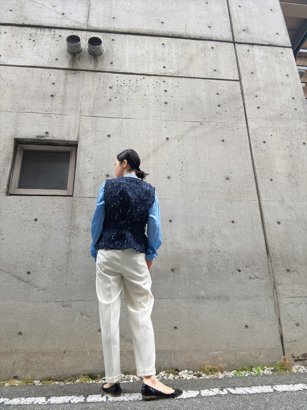 mixed fringe tweed vest