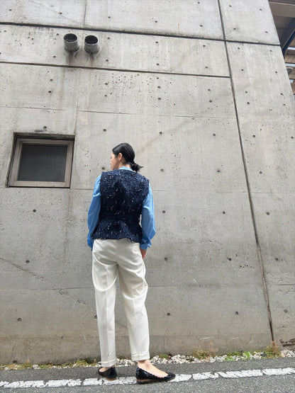 mixed fringe tweed vest