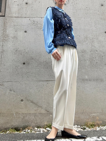 mixed fringe tweed vest