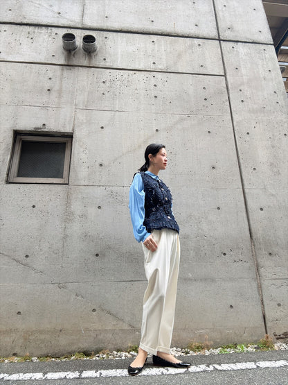 mixed fringe tweed vest