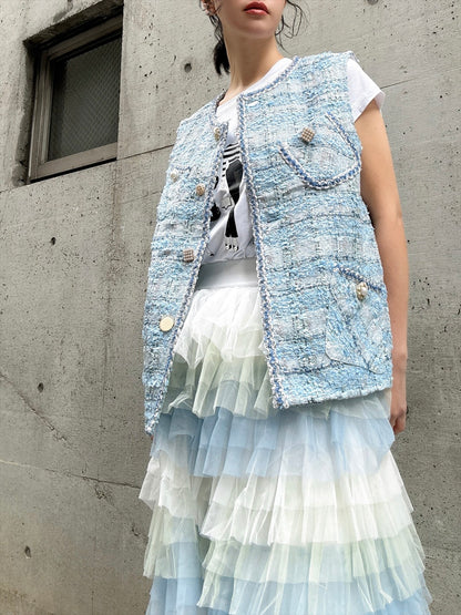 bijou button tweed vest