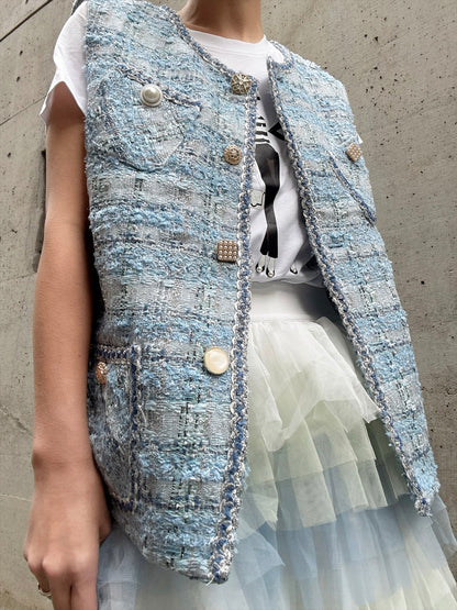 bijou button tweed vest