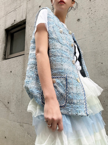 bijou button tweed vest